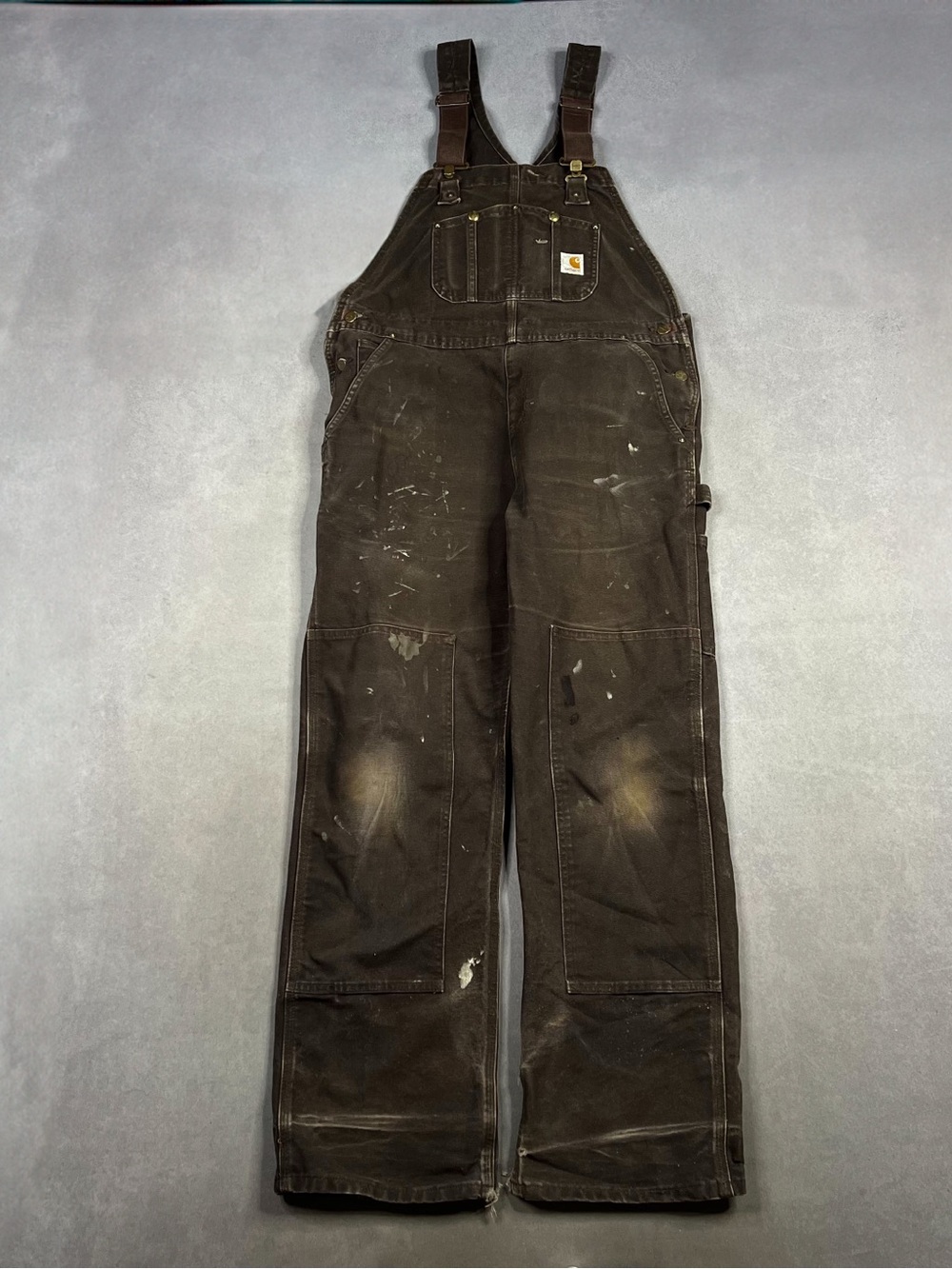 Carhartt Dark Brown Canvas Work Bib Overalls - Men's